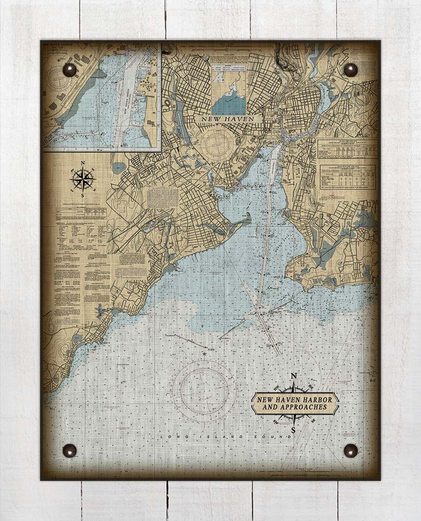 New Haven CT  Nautical Chart -  Board Mounted Canvas Print