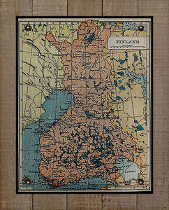 1800s Finland Map Board Mounted Canvas Print