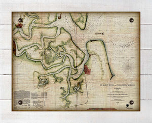 1857 Fernandina Beach Map Board Mounted Canvas Print