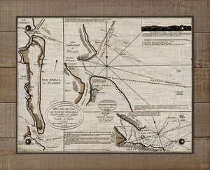 1700s Amelia Island Map - Board Mounted Canvas Print