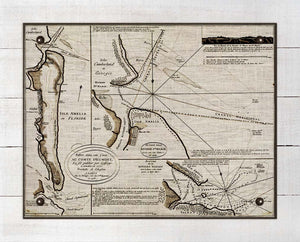 1700s Amelia Island Map - Board Mounted Canvas Print