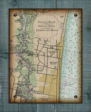 Load image into Gallery viewer, Atlantic, Neptune and Jacksonville Beach Nautical Chart Board Mounted Canvas Print
