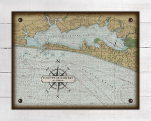 Destin & Choctawhatchee Bay Nautical Chart Board Mounted Canvas Print
