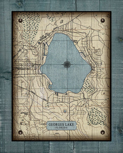 Georges Lake Florida Map - Board Mounted Canvas Print
