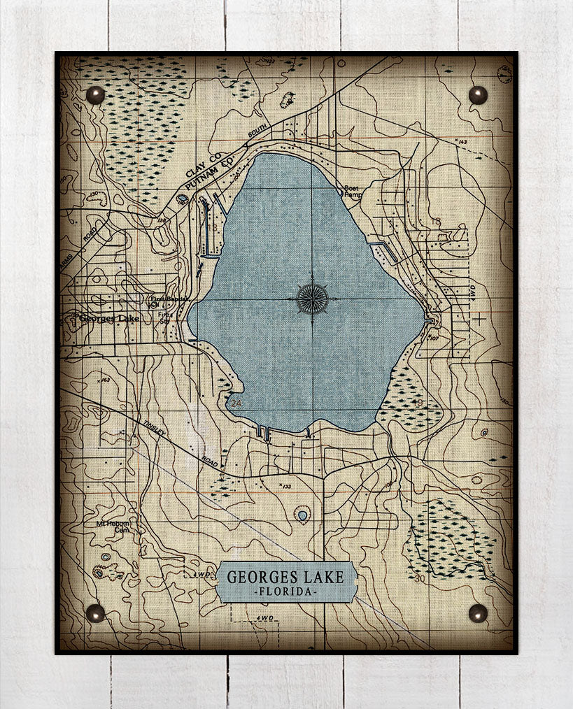 Georges Lake Florida Map - Board Mounted Canvas Print