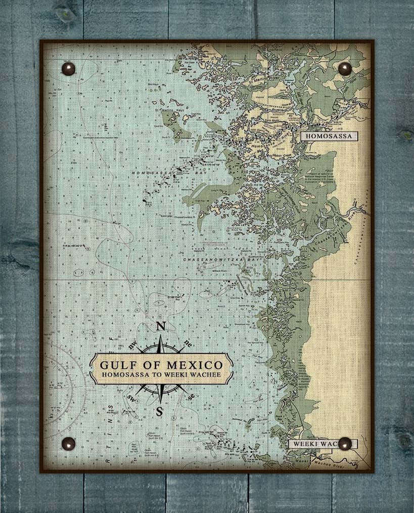 Weeki Wachee to Homosassa Nautical Chart Board Mounted Canvas Print
