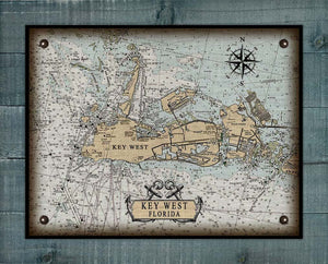 Key West Nautical Chart Board Mounted Canvas Print