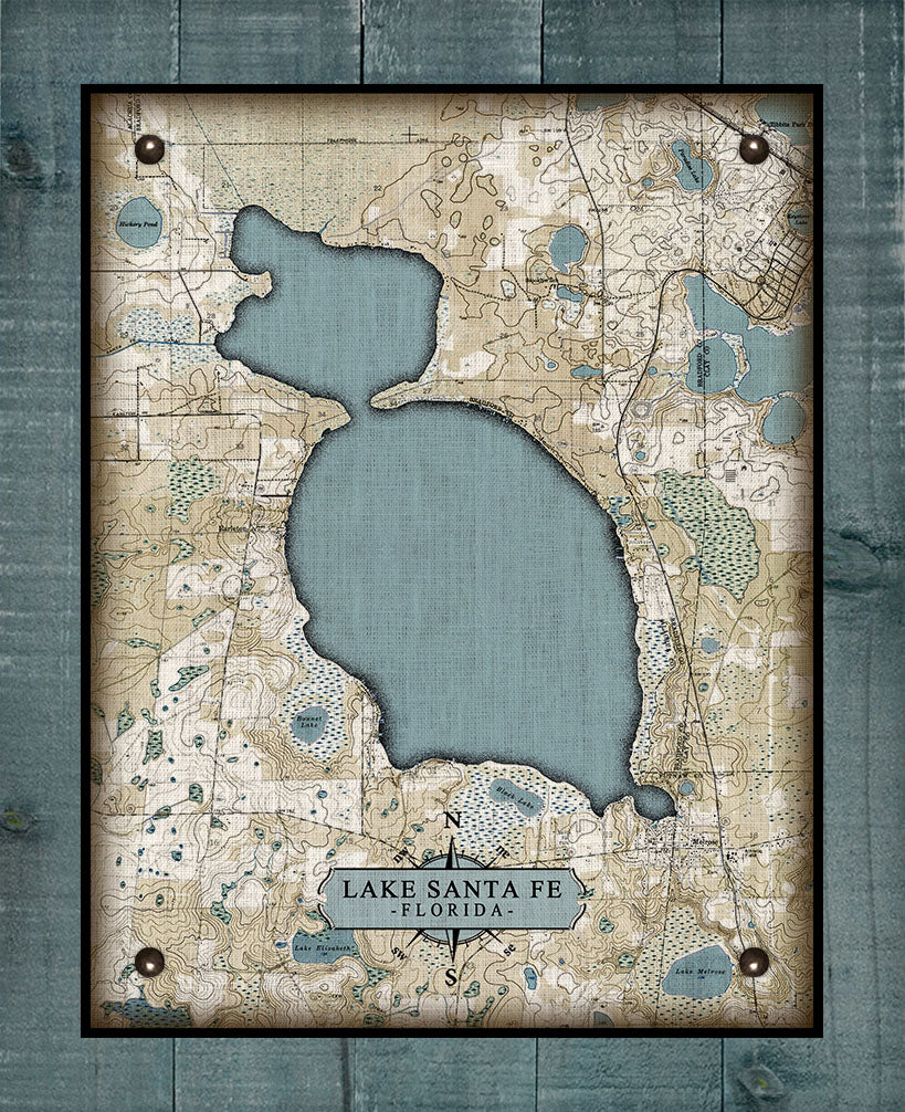 Santa Fe Lake Florida Map Board Mounted Canvas Print