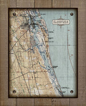 Load image into Gallery viewer, Vintage St Augustine &amp; Crescent Beach Map Board Mounted Canvas Print
