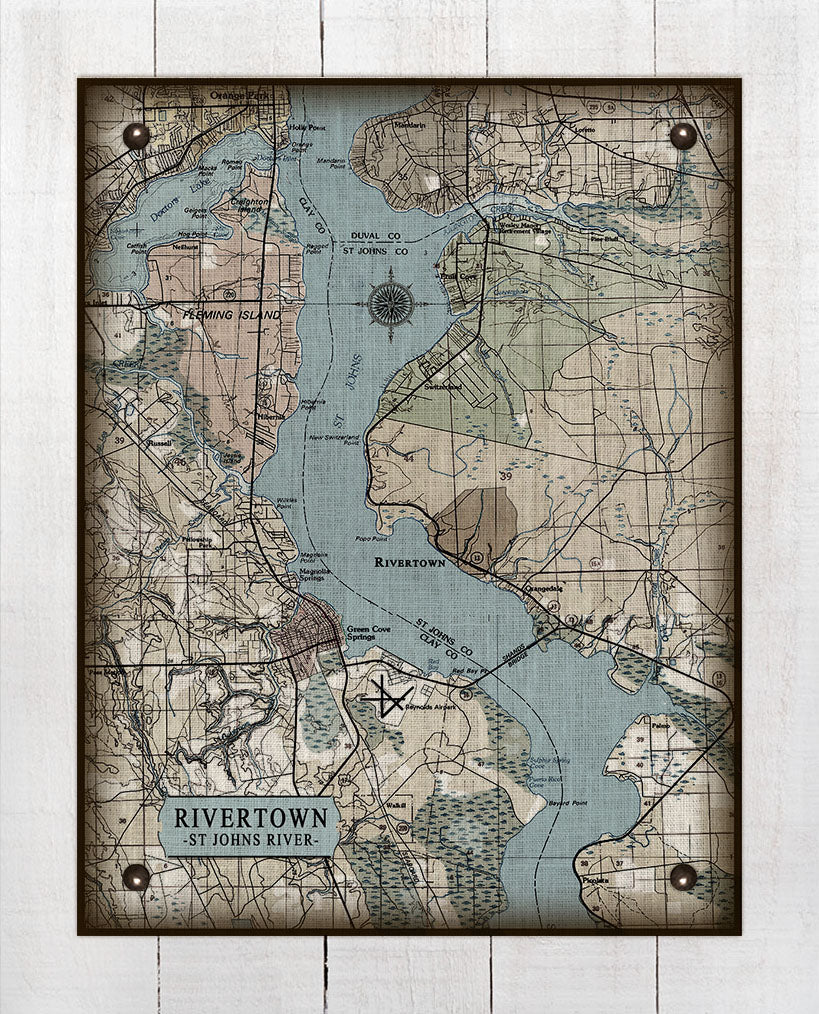 St Johns River-Rivertown, Orangedale -Julington Creek, Switzerland,  Fleming Island - Board Mounted Canvas Print
