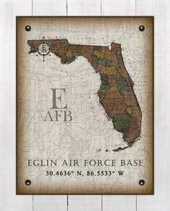 Eglin Air Force Base Florida Vintage Design Board Mounted Canvas Print