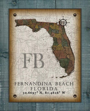 Load image into Gallery viewer, Fernandina Beach Florida Vintage Design Board Mounted Canvas Print
