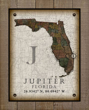 Load image into Gallery viewer, Jupiter Florida Vintage Design Board Mounted Canvas Print
