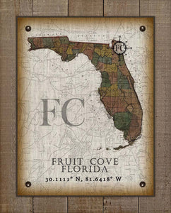 Fruit Cove Florida Vintage Design Board Mounted Canvas Print
