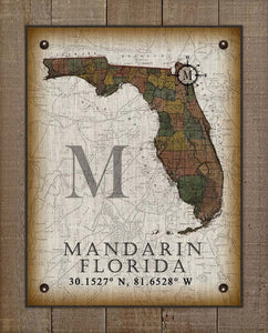 Mandarin Florida Vintage Design Board Mounted Canvas Print