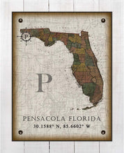 Load image into Gallery viewer, Pensacola Florida Vintage Design Board Mounted Canvas Print
