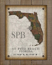 Load image into Gallery viewer, St Pete Beach Florida Vintage Design Board Mounted Canvas Print
