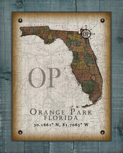 Orange Park Florida Vintage Design Board Mounted Canvas Print