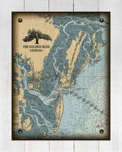 Load image into Gallery viewer, Golden Isles (blue) -Jekyll, St Simons &amp; Sea Island Nautical Chart - Board Mounted Canvas Print
