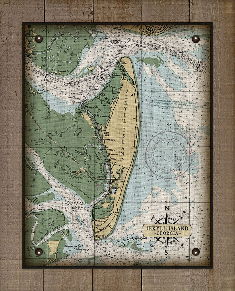 Jekyll Island Nautical Chart - Board Mounted Canvas Print