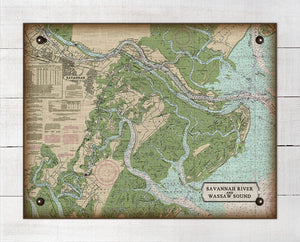 Savannah River And Coastal Islands Nautical Chart - Board Mounted Canvas Print
