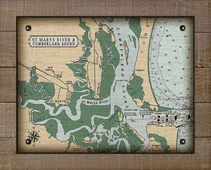 St Marys and Cumberland Sound Nautical Chart - Board Mounted Canvas Print