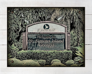 St Simons Welcome Sign - Board Mounted Canvas Print