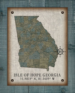 Isle Of Hope Georgia Vintage Design Board Mounted Canvas Print