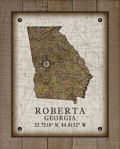 Roberta Georgia Vintage Design  Board Mounted Canvas Print