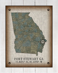 Fort Stewart Georgia Vintage Design (2) Board Mounted Canvas Print