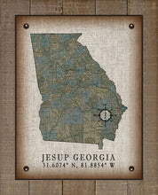 Load image into Gallery viewer, Jesup Georgia Vintage Design Board Mounted Canvas Print
