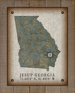 Jesup Georgia Vintage Design Board Mounted Canvas Print