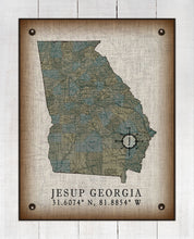 Load image into Gallery viewer, Jesup Georgia Vintage Design Board Mounted Canvas Print
