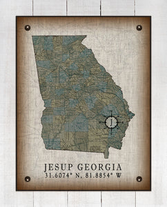 Jesup Georgia Vintage Design Board Mounted Canvas Print