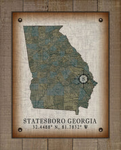 Load image into Gallery viewer, Statesboro Georgia Vintage Design Board Mounted Canvas Print
