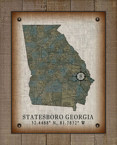 Statesboro Georgia Vintage Design Board Mounted Canvas Print