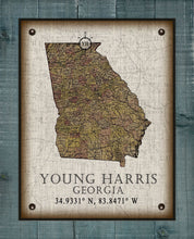 Load image into Gallery viewer, Young Harris Georgia Vintage Design Board Mounted Canvas Print
