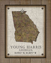 Load image into Gallery viewer, Young Harris Georgia Vintage Design Board Mounted Canvas Print
