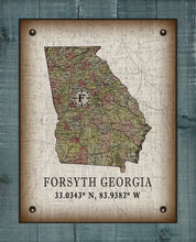 Load image into Gallery viewer, Forsyth Georgia Vintage Design Board Mounted Canvas Print
