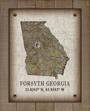 Load image into Gallery viewer, Forsyth Georgia Vintage Design Board Mounted Canvas Print
