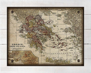 1800s Greece Map - Board Mounted Canvas Print