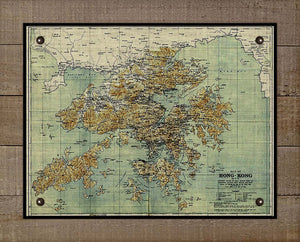 1800s Hong Kong Map - Board Mounted Canvas Print