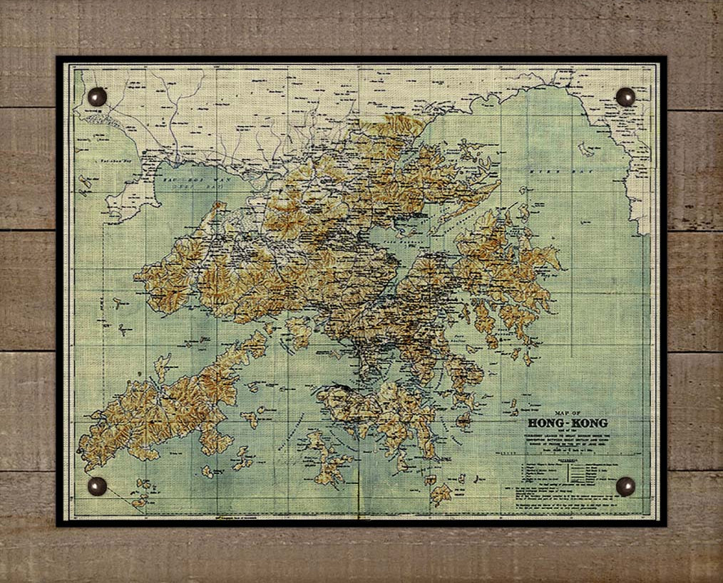 1800s Hong Kong Map - Board Mounted Canvas Print