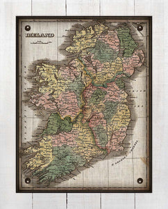1800s Ireland Map - Board Mounted Canvas Print