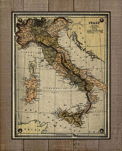 1800s Italy Map - Board Mounted Canvas Print