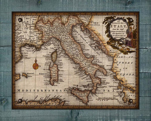 1800s Italy Map (2) - Board Mounted Canvas Print
