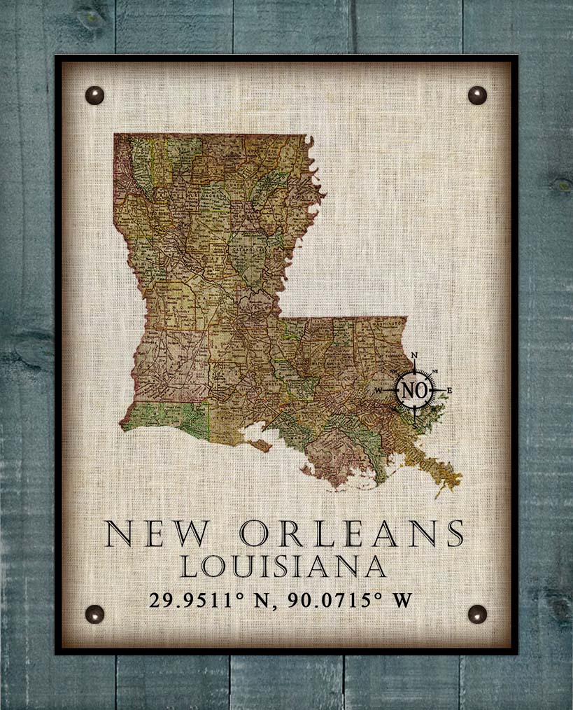 New Orleans Louisiana Vintage Design - Board Mounted Canvas Print
