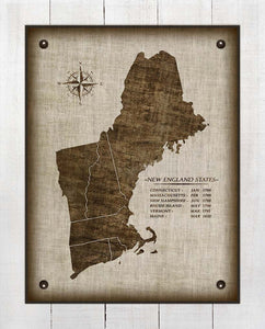 New England Vintage Design - Board Mounted Canvas Print