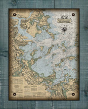 Load image into Gallery viewer, Copy of Boston Harbor Massachusettes Nautical Chart (Vertical) - Board Mounted Canvas Print
