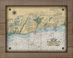 Dennis & Harwich Cape Cod  Nautical Chart Board Mounted Canvas Print